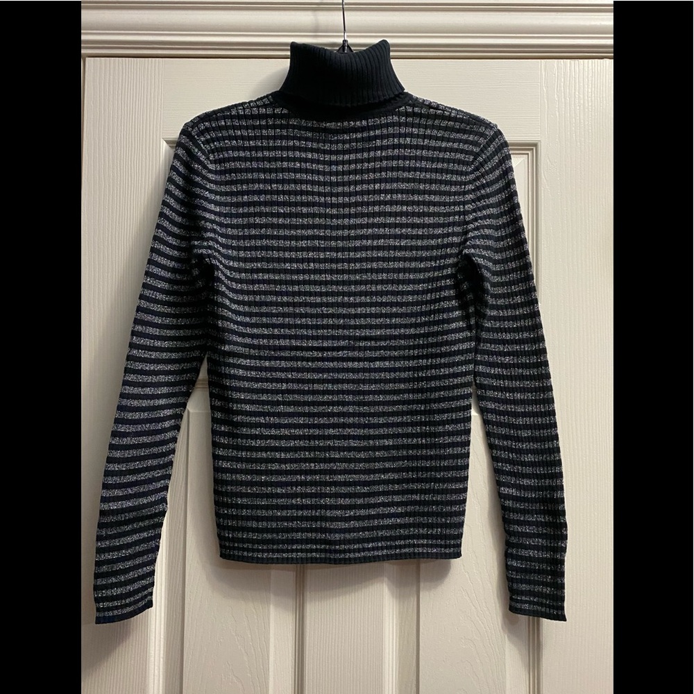 Vintage Y2K The Limited Women’s Cotton Blend Black Lurex Turtleneck Sweater Sz M
